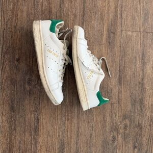 Adidas Stan Smith Lux White with Green and Gold Accents